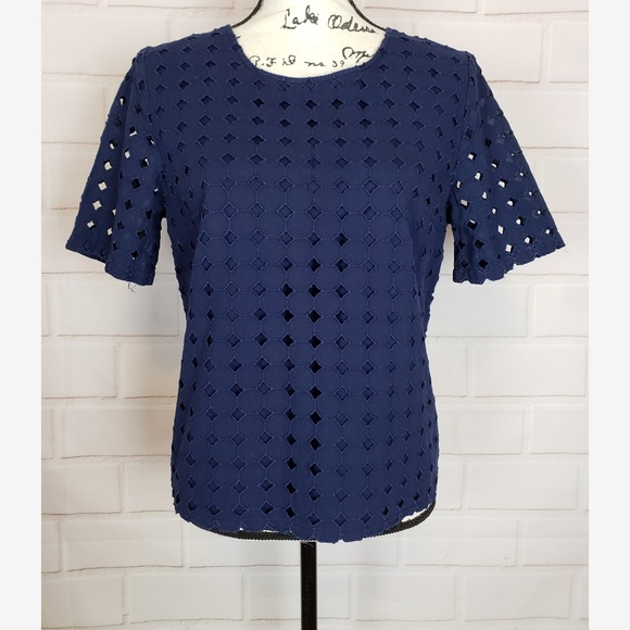 Banana Republic Tops - Banana Republic Blue Hexagon Lace Top Size M